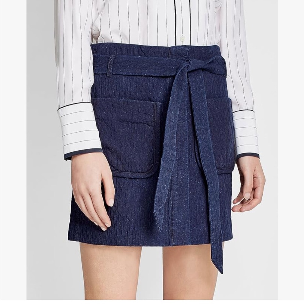 Rag & Bone Esmond Belted Mini Skirt Navy Blue